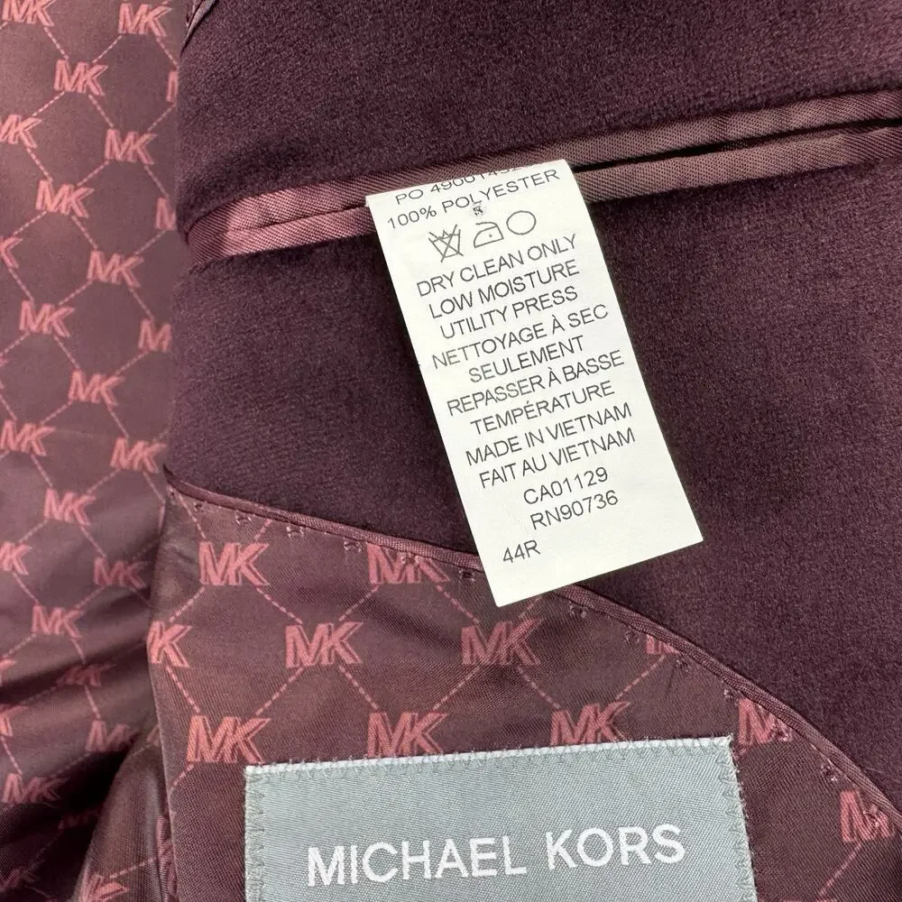 Michael Kors Mens Kent Classic Fit Velvet Sport Coat Burgundy 44R